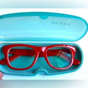 Zenni Chunky Red Frame Wayfarer Style Glasses (with old prescription) & Case OS